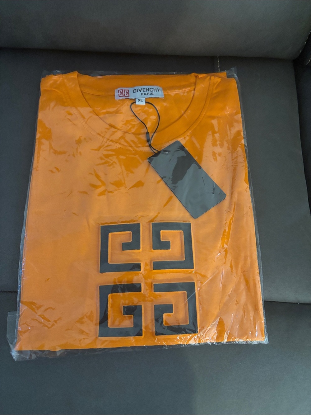Givenchy Orange Short Sleeve Logo Tee